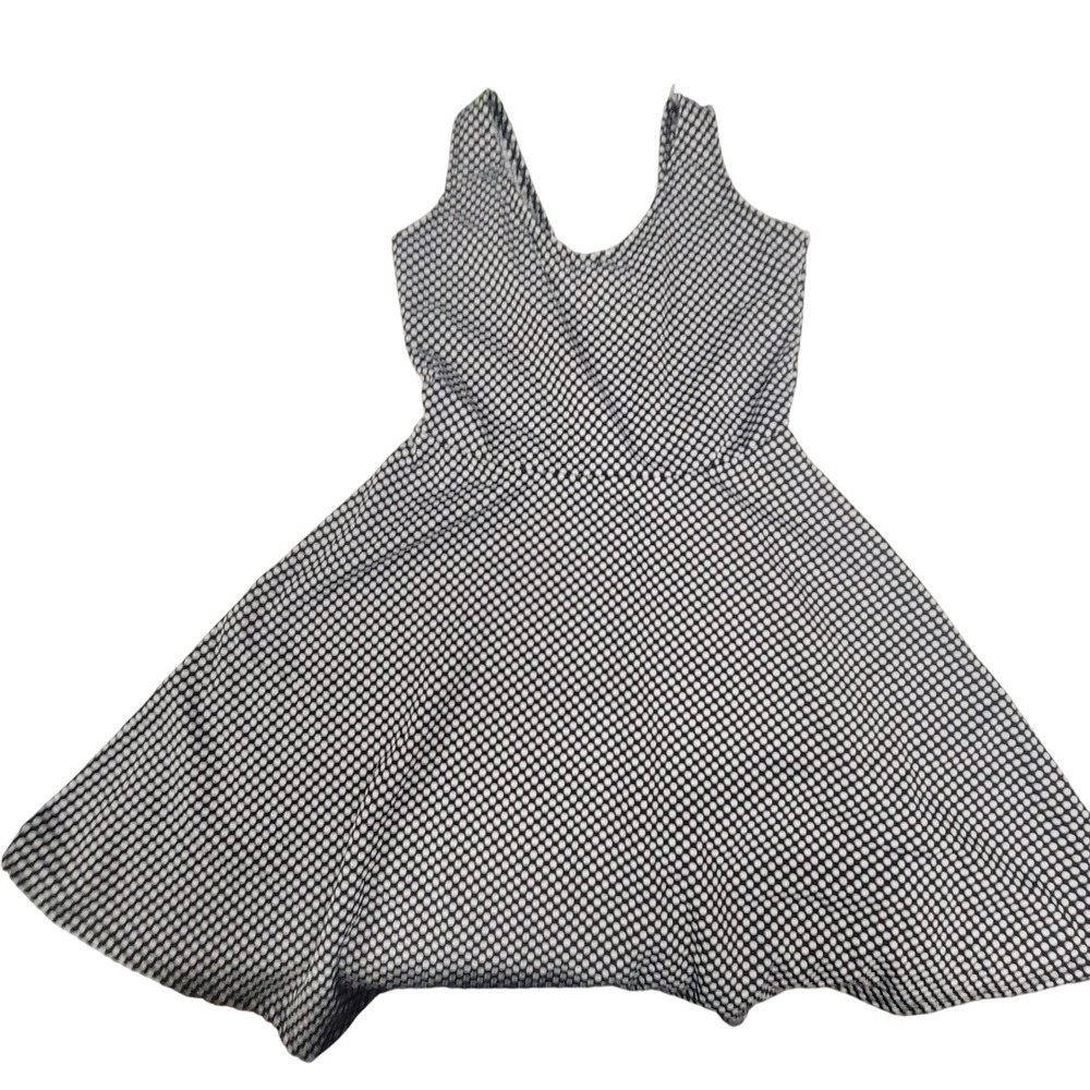 Bobbie Brooks Ladies Black White Polka Dot Sleeveless Fit Flare Dress